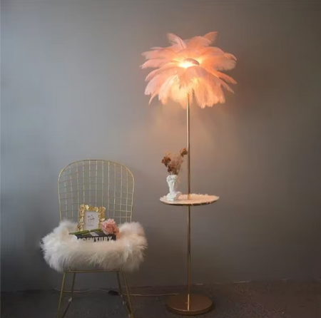 Ostrich Feather Floor Lamps Nordic Luxury Resin Floor Atmsphere Lamp For Home Decor Bedroom Sofa Corner Indoor Standing Lights